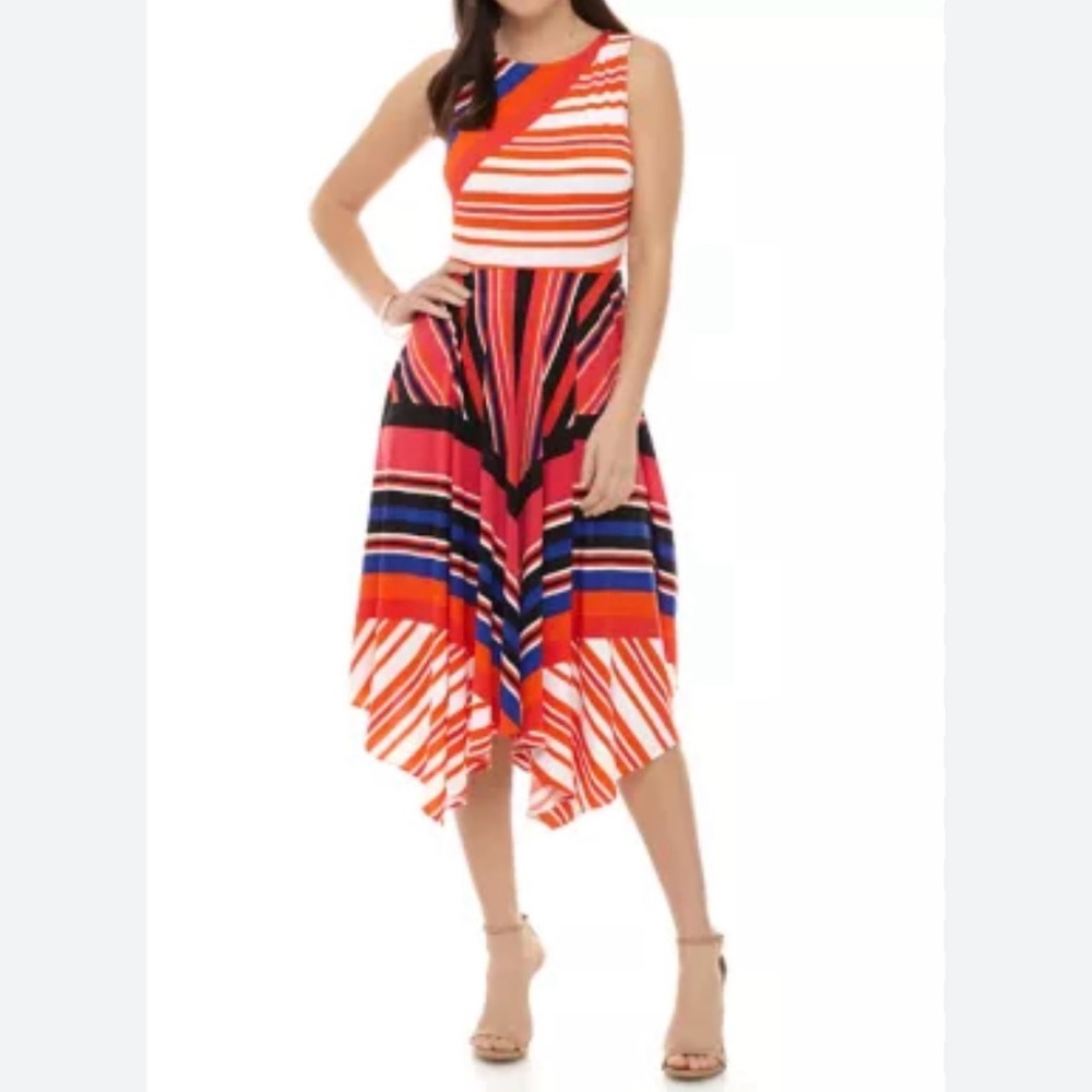 Sleeveless multi NWT handkerchief hem Gabby Skye size 16 dress- spring, summer
